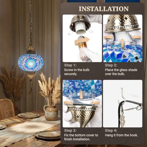 Turkish Moroccan Mosaic Pendant Light (Blue2)