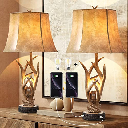 26" Rustic Antler Table Lamp
