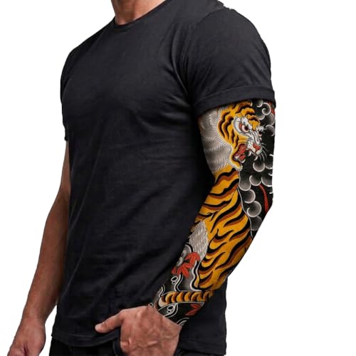 2 Pcs Tiger Dragon Crane Tattoo Arm Sleeves