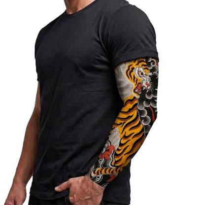 2 Pcs Tiger Dragon Crane Tattoo Arm Sleeves