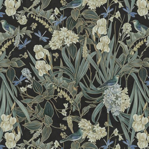 Brid and Floral Peel and Stick Wallpaper Flower Contact Paper Removable Wallpaper Peel and Stick