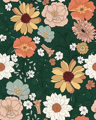 Vintage Floral Wallpaper Peel and Stick Boho Floral Contact Paper Flower Leaf Removable Self Adhesive