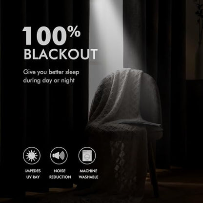 100% Blackout Linen Curtains for Bedroom 52x108 Inches Birch (Birch / 52"W x 108"L (Pack of 2))
