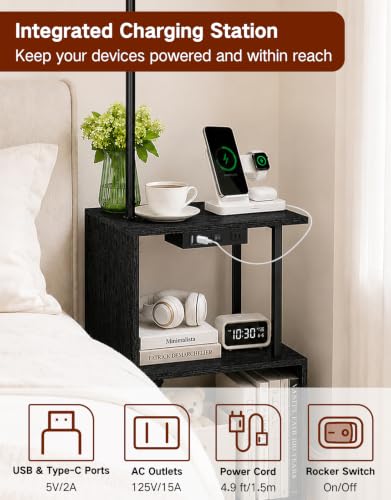 Dimmable Floor Lamp with Table & Charging Station