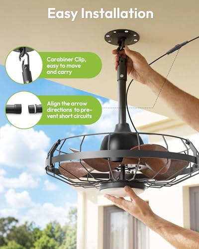 20" Outdoor Ceiling Fan with Light for Patio