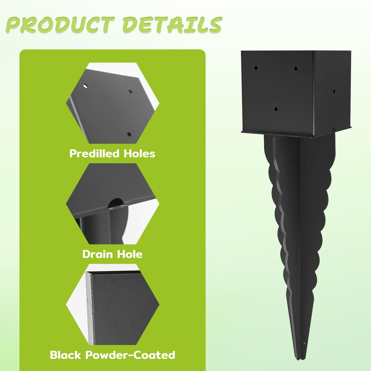 1 Pcs 6"x 6" Fence Post Anchor Ground Spike with 24" Tall (24 Inch)