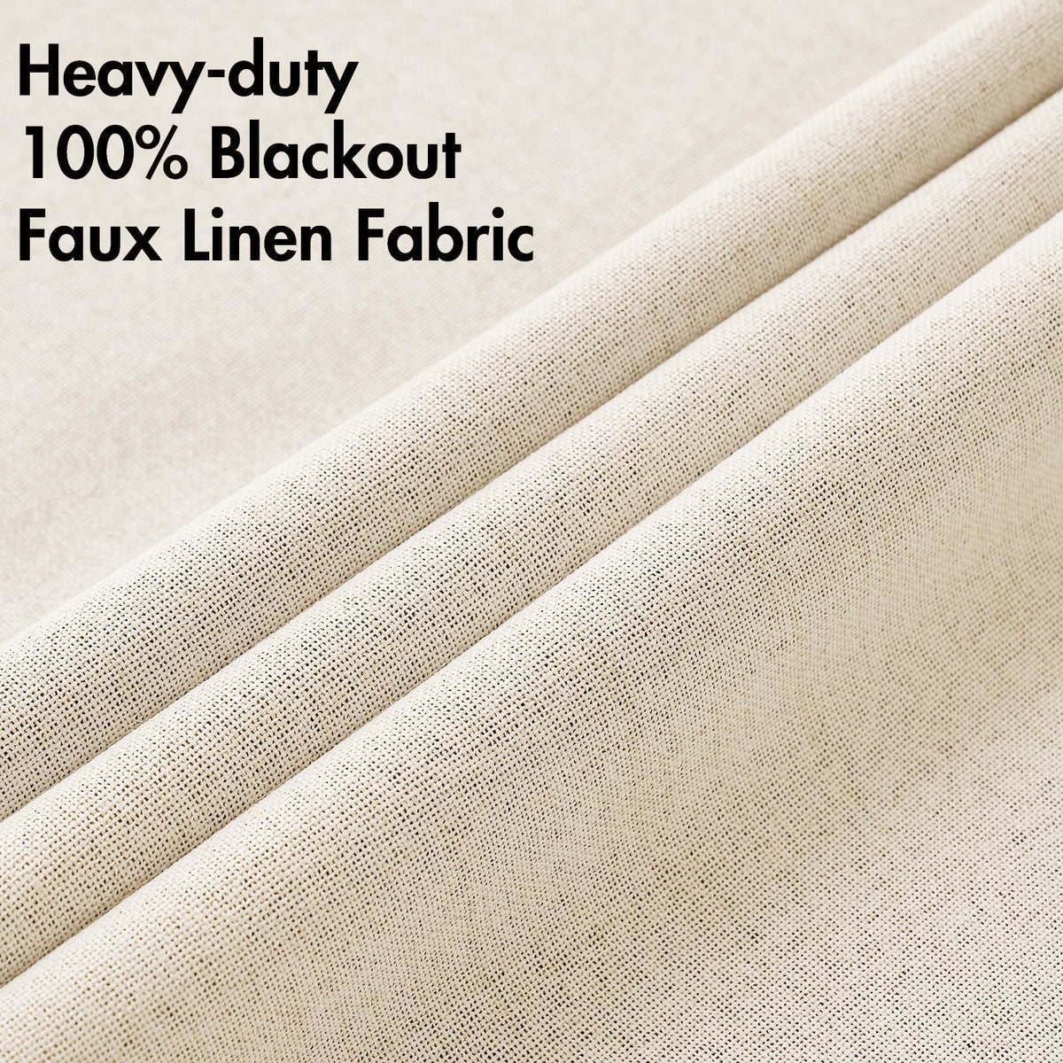 100% Blackout Linen Curtains for Bedroom 52x54 Inches Cream Beige (Cream Beige / 52"W x 54"L (Pack of 2))