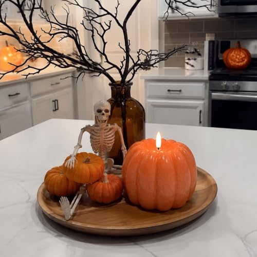 Pumpkin Flameless Candle Remote Control Battery Operated Orange 6x6.5 Inch for Home Autumn Halloween Decoration