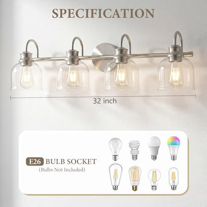 4 Lights 32" Bathroom Vanity Light Fixtures (Brushed Nickel / 4 Lights)