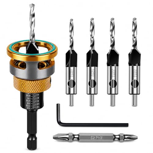 Countersink Drill Bit Set with Depth Stop
