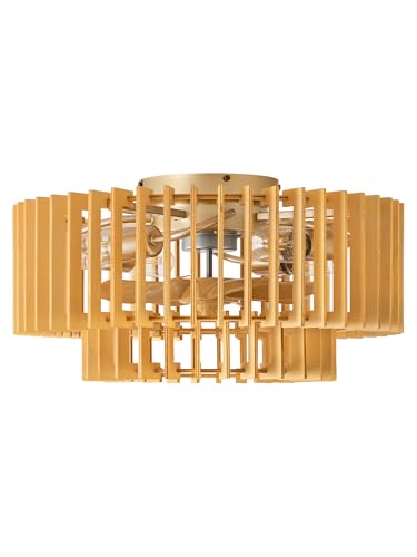 20" Wood Caged Ceiling Fans with Lights