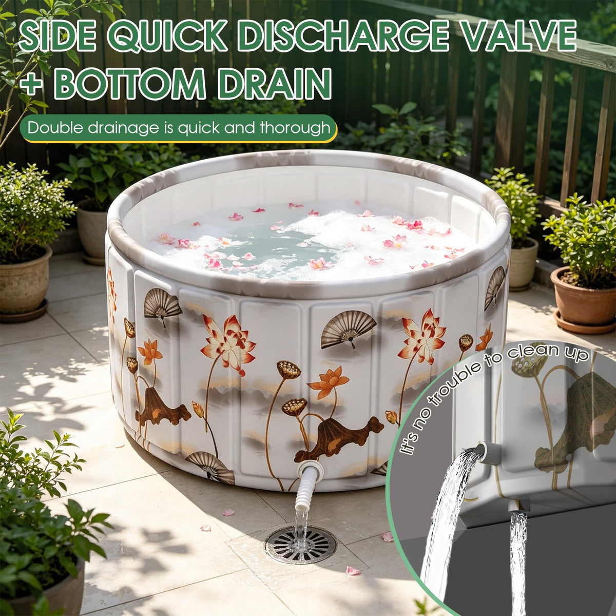 Portable Bathtub for Adults 164 Gal (B-Lotus / 47.2x21.7 Inch)
