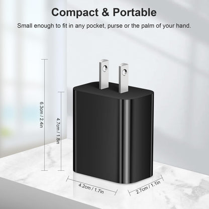 USB C Charger Block Fast Charging Block Type C Charger Multiport Adapter (Black / 20W2Pack)