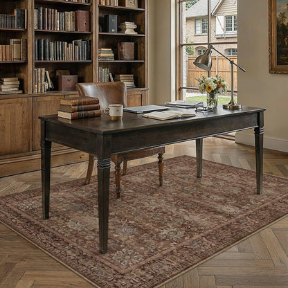 Area Rugs 3x5 Rust Red Vintage Rug for Living Room (Retro | Rust Red / 3' x 5' (Rectangular))