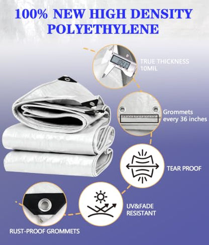 Heavy Duty Waterproof White Tarp