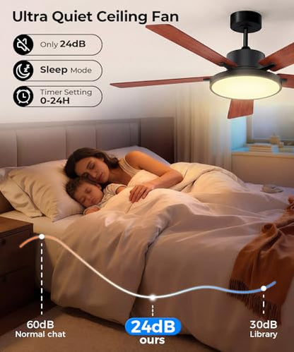 RGBCW Smart 52" 2600LM LED Ceiling Fan Light with Remote