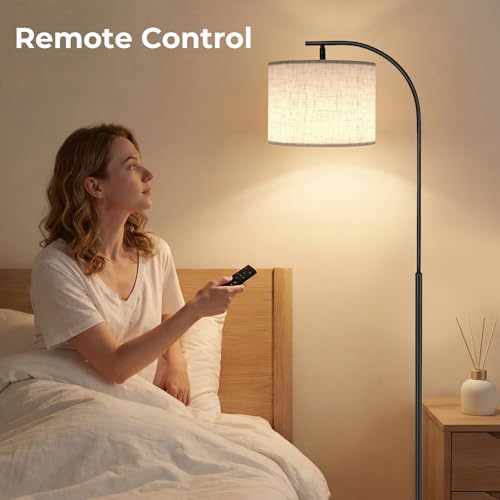 Floor Lamp with Linen Shade (Beige)
