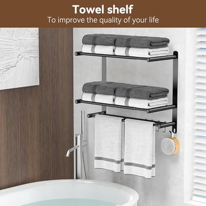 Bathroom Towel Rack with Shelf and Towel Bar