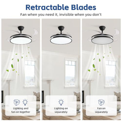 42 inch Retractable Ceiling Fan with Light