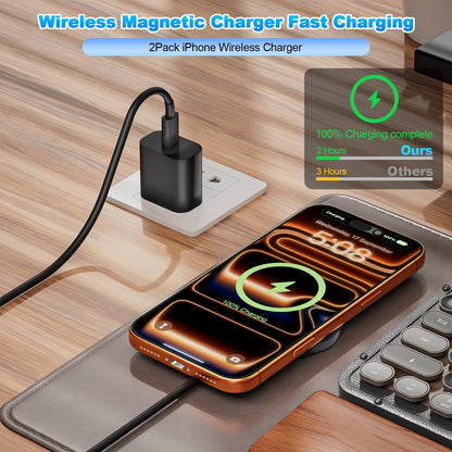 Magnetic Wireless Charger for iPhone 17 16 (Black-2Pack)
