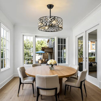 Crystal Caged Ceiling Fans Lights