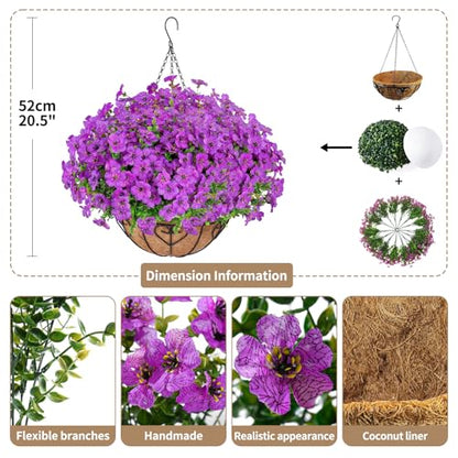 Artificial Hanging Flower for Outdoors (Purple / Hanging Artificial Flower(1 Pcs))