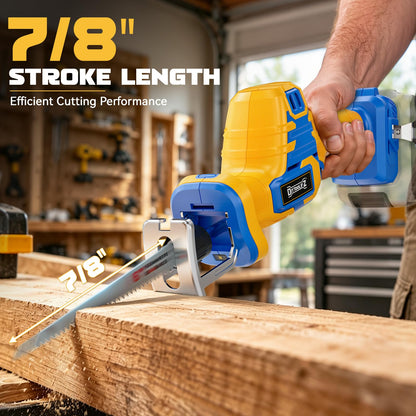 Cordless Reciprocating Saw Compatible with Dewalt 20V Battery (Light Yellow)