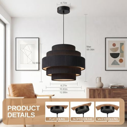 5 Tier Corduroy Pendant Light for Kitchen Island