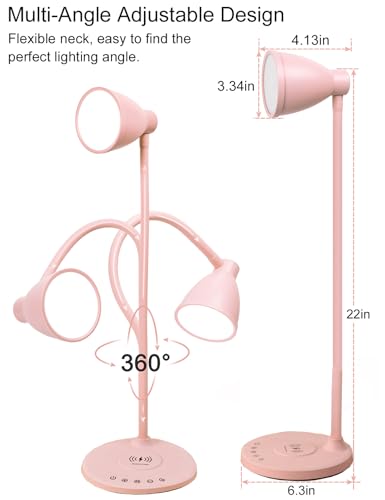Cute Desk Lamp for Home Office with USB C+A Charging Port Timer Pink (Pink / Standard)