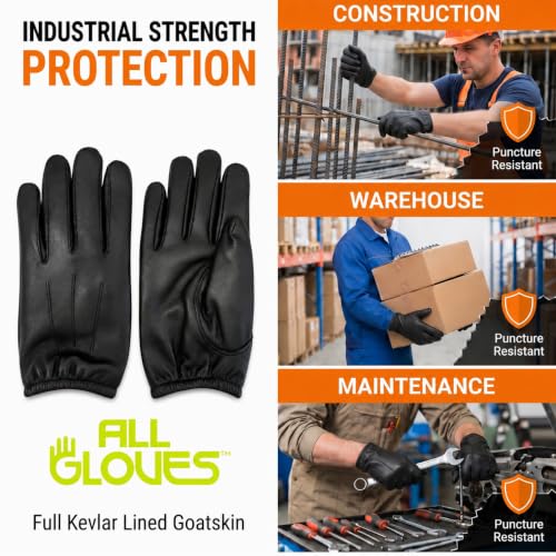 Kevlar Lined Goatskin Leather Puncture Resistant Duty Gloves