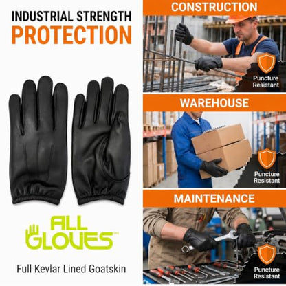 Kevlar Lined Goatskin Leather Puncture Resistant Duty Gloves