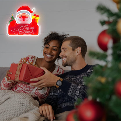 Santa Claus Neon Sign Dimmable Merry Christmas Neon Lights with Battery Box (Multicolor-Santa Claus)