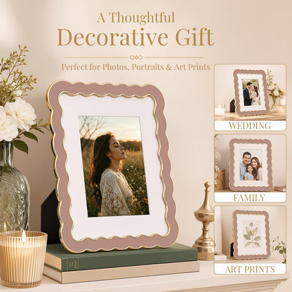 8x10 Scalloped Wavy Metal Picture Frame (Dusty Mauve / 8x10)