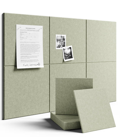 Felt Bulletin Board & Cork Board Alternative 36'' x 24'' (Sage Green / Solid tile 6-pack)