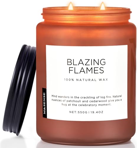 Blazingflames Scented Smoky Amber Woodsy Fireplace Candle 19.4Oz (Large Jar / Blazing Flames)