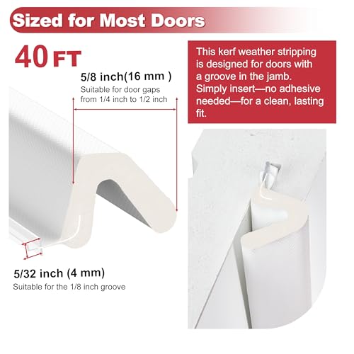 40FT Kerf Weather Stripping Door Seal Kit with Roller Tool