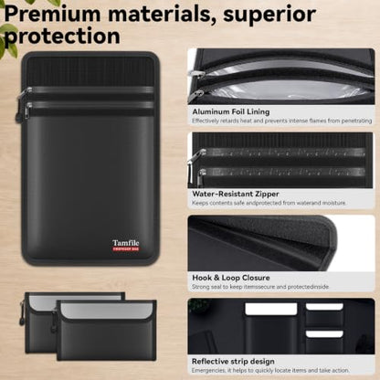 Fireproof Document Bag with 2 Pcs Travel Case