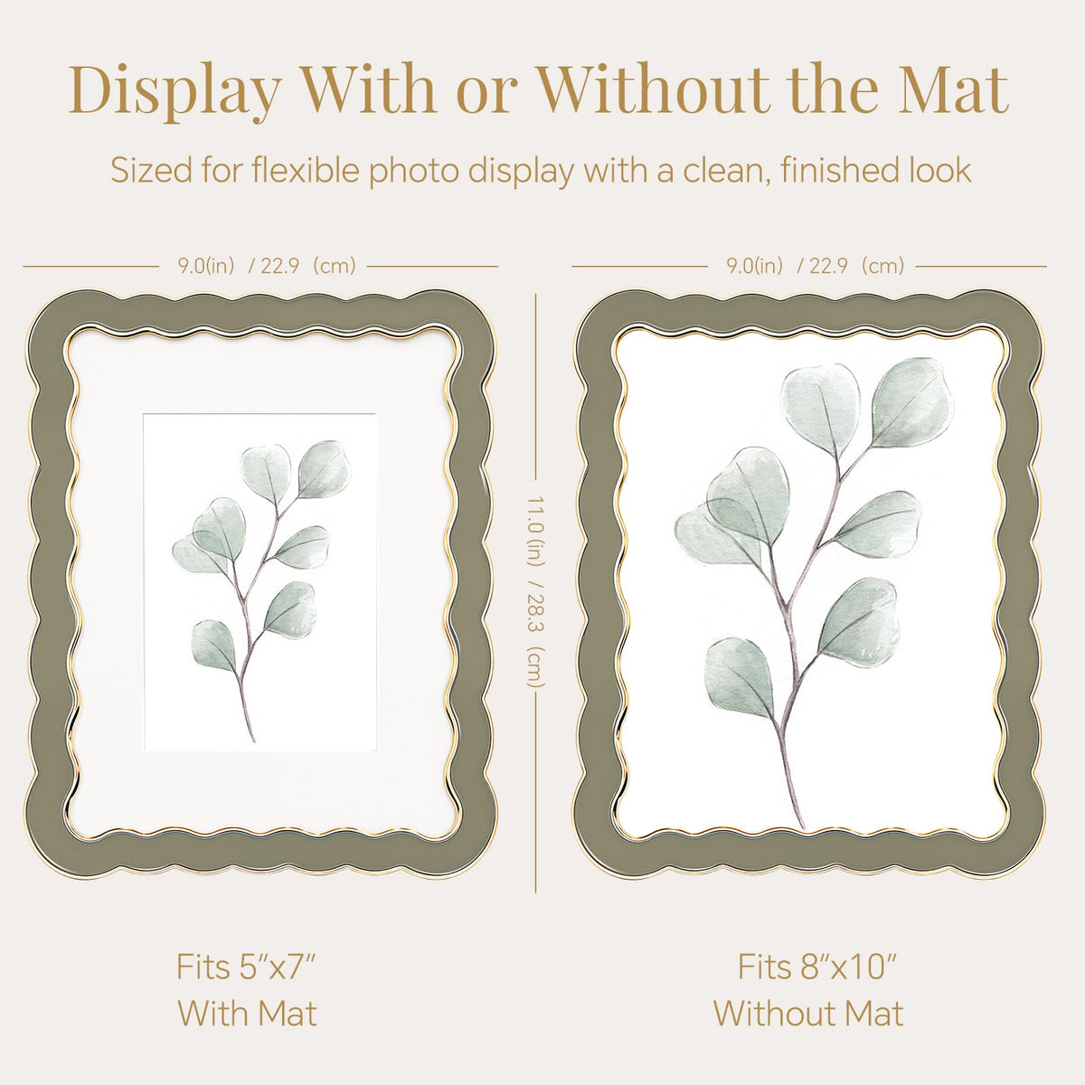 8x10 Scalloped Wavy Metal Picture Frame (Universal Khaki / 8x10)
