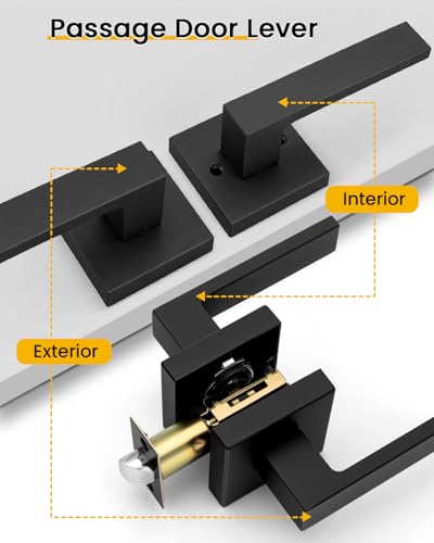 Matte Black Passage Door Handles Interior (Matte Black)