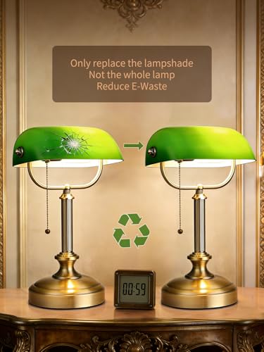 One Min Quickly Replacement Glass Shade Banker Desk Lamp