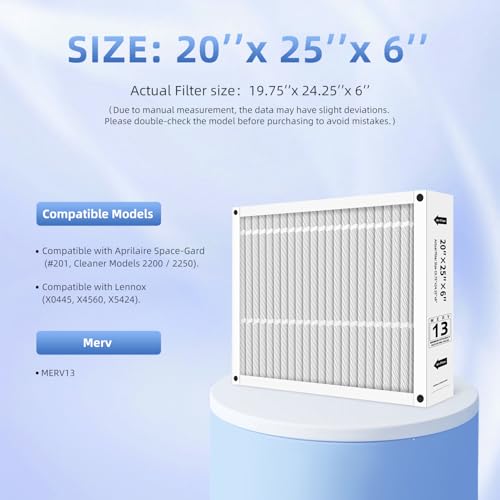 20x25x6 Filter Replacement For AprilAire SpaceGard 201 2200 2250 Foldable