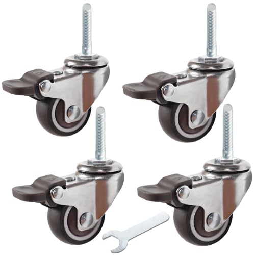Swivel Stem Caster Wheels Set of 4 TPR Non