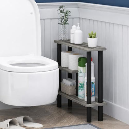 Turn-N-Tube 3-Tier Narrow Bathroom Storage Shelf, Toolless Assembly White Storage Rack, Space Saving Shelf