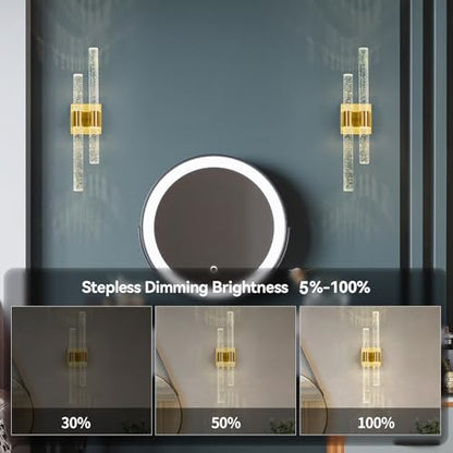 Modern Crystal Wall Sconces Hardwired Wall Sconce Bathroom Vanity Lights Fixtures 4000K Wall Light