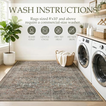 3x5 Washable Rug (Vintage Brown / 3' x 5' (Rectangular))