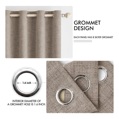 100% Blackout Linen Curtains for Bedroom 52x63 Inches Linen (Linen / 52"W x 63"L (Pack of 2))