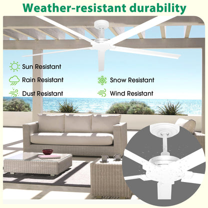 84" Outdoor Ceiling Fan With Remote (White / 84-inch)