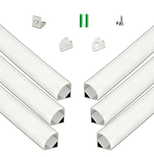 V Shape LED Strip Channel Aluminum Profile 3.28ft with Diffuser 6Pack