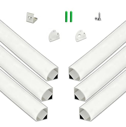 V Shape LED Strip Channel Aluminum Profile 3.28ft with Diffuser 6Pack