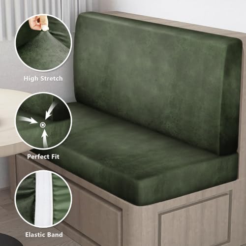 Leather Look RV Dinette Cushion Covers (1 Set / 02 Forest Green)